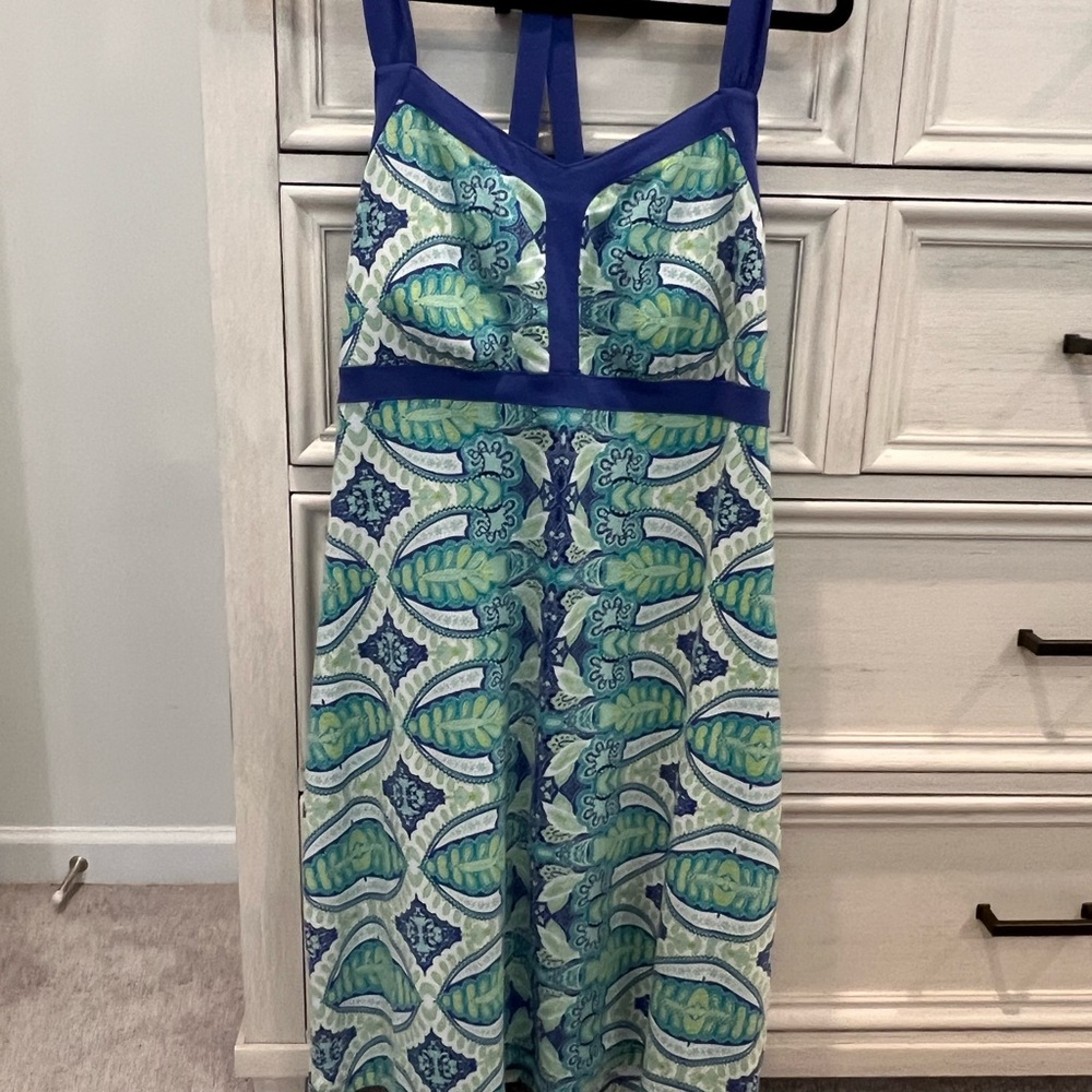 Blue and Green Patterned Dress